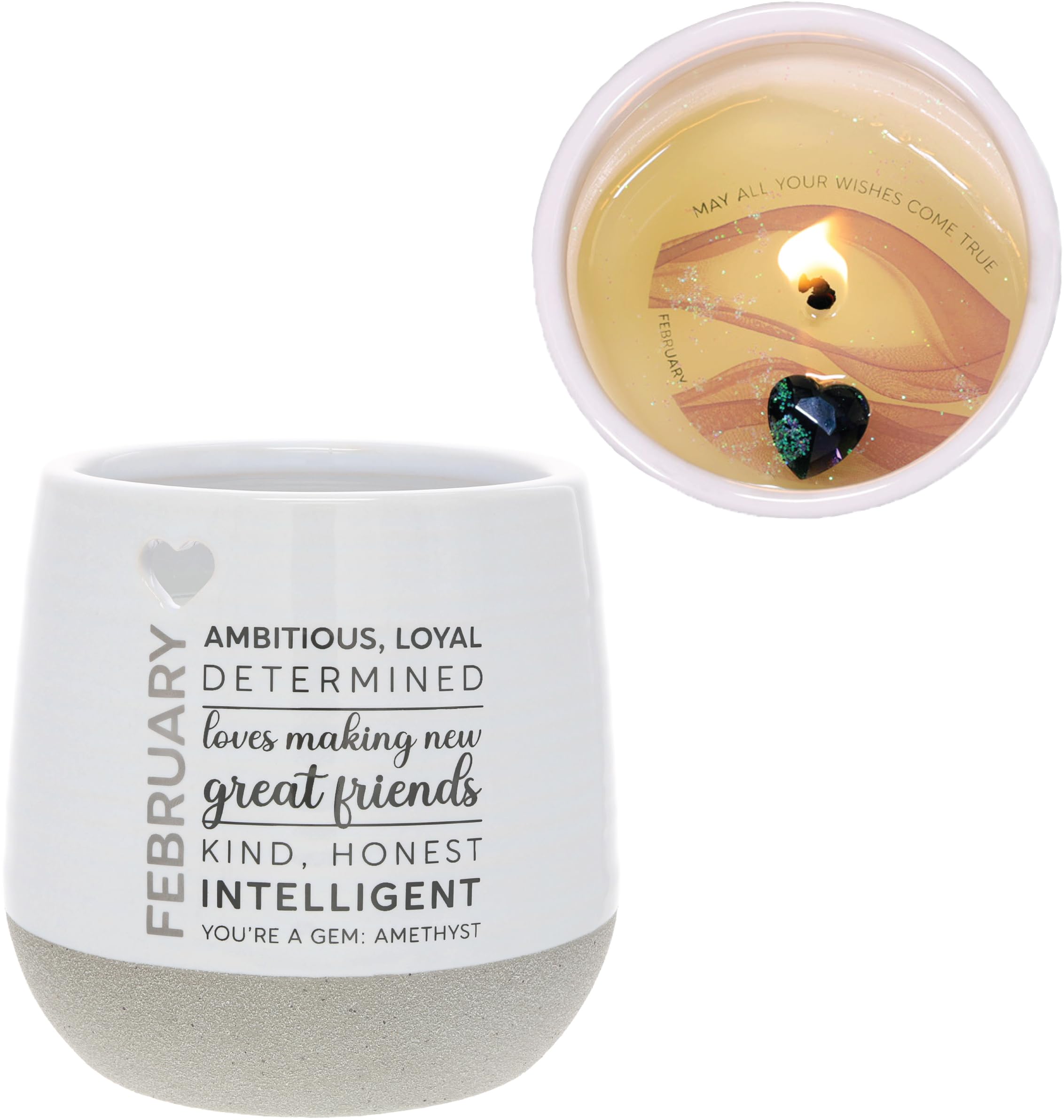 Pavilion - February 11 oz Wax Reveal Candle, Natural Soy Wax Birthstone Candle, Jasmine Scented, Gemstone Candle with Crystal Inside, Birthday Gifts for Women, 1 Count