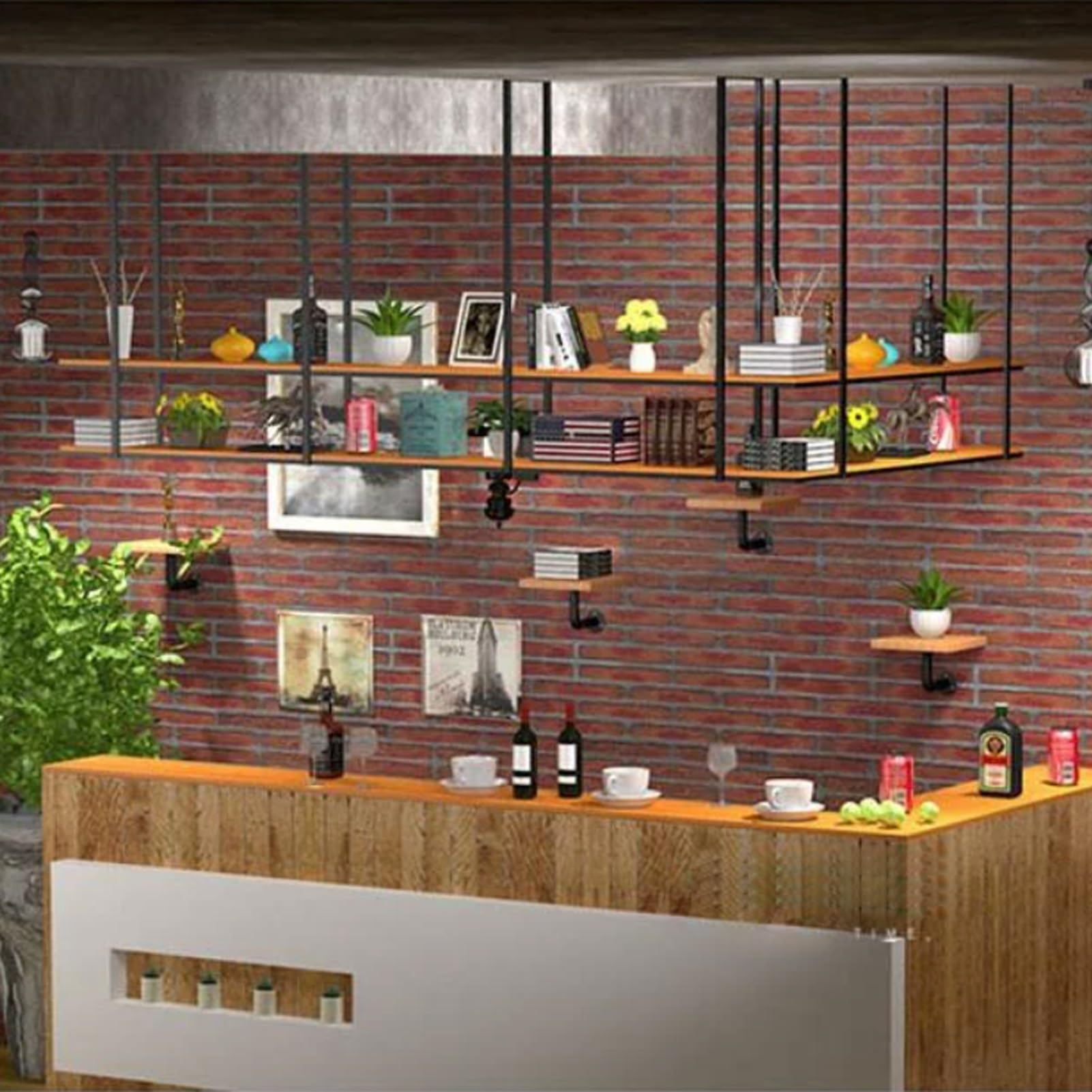 Étagère flottante de rangement mural et plafond pour décoration et casseroles