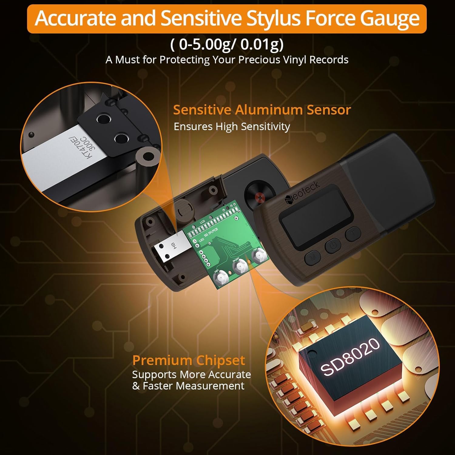 Neoteck Stylus Force Gauge - Precise Vinyl Tracking -2