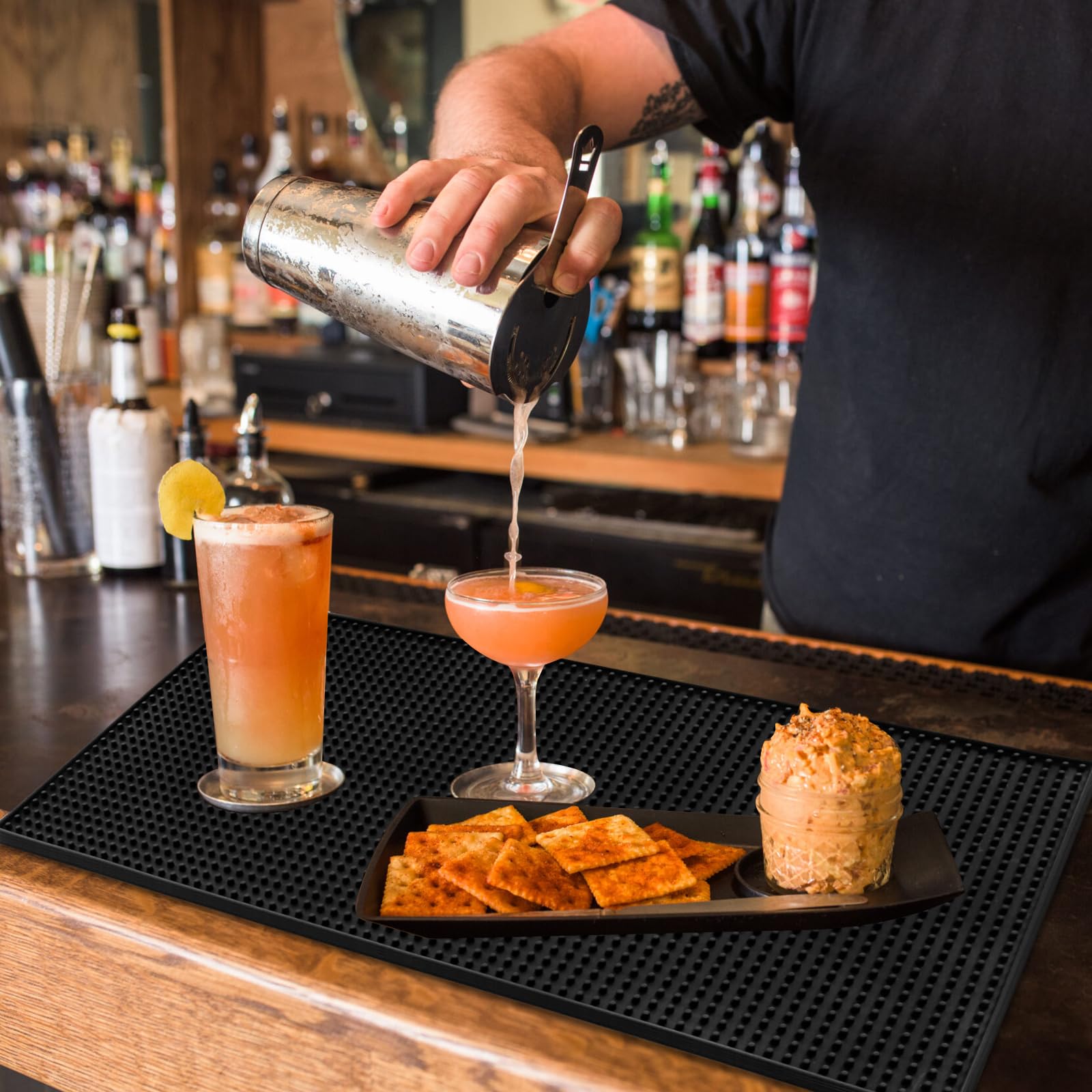 Facmogu Tapis De Bar Robuste En Caoutchouc PVC Pour Séchage De Vaisselle Humide, 45,7 X 30,5 Cm, Antidérapant Et Résistant à La Chaleur Pour Verre, Restaurant, Comptoirs à Domicile