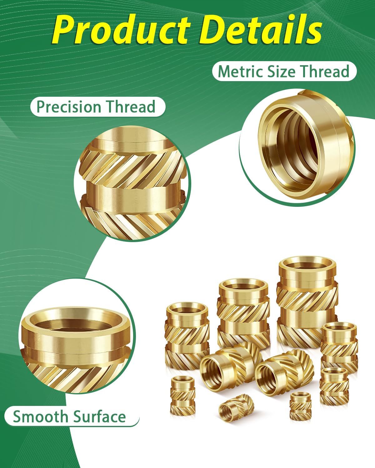 360 inserti filettati M2 M2.5 M3 M4 M5 M6, Bolatus dadi monofusione in ottone con saldatore, filettatura zigrinata per parti in plastica, inserti filettati per stampanti 3D
