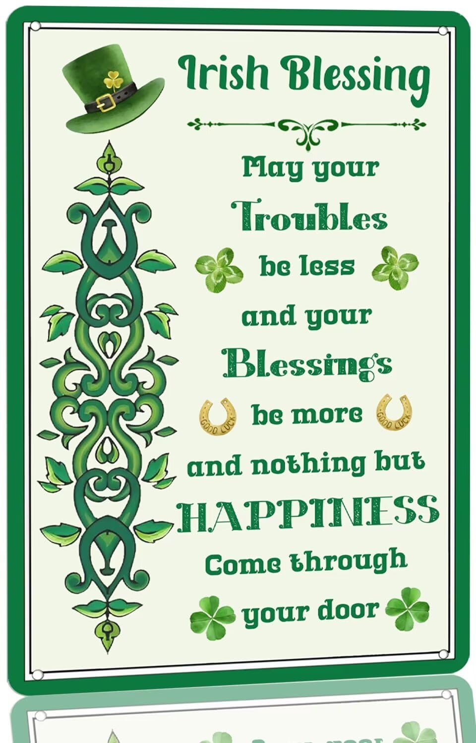 SMAZDFXX Metal Tin Sign-Irish Blessing Sign Irish St Patricks Day Inspirational Wall Art Decor Rustic Plaque for Home Kitchen Women cave Bathroom Cafe Bar Signs 5.5"x8"