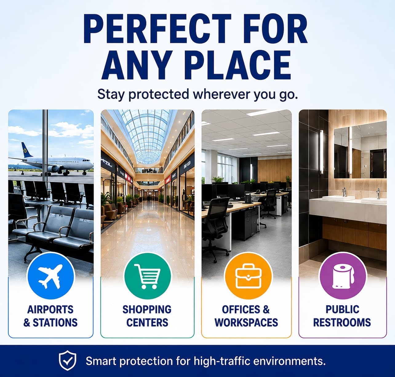 MP MOZZPAK Toilet Seat Covers Disposable Flushable – 2000 Sheets (8 Packs of 250) | Flushable Half-Fold Paper Liners | Hygienic Protection for Public Restrooms, Travel, Hotels, Kids Potty Training