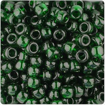 BeadTin True Emerald Transparent 9mm Barrel Plastic Pony Beads 500pcs