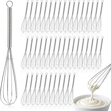 50 Pack Mini Whisk Stainless Steel - 6 Inch Small Whisks for Cooking - Tiny Whisk Set for Stirring & Blending - Small Wisking Tool Stainless - Mini Whisks for Coffee, Eggs & Drinks