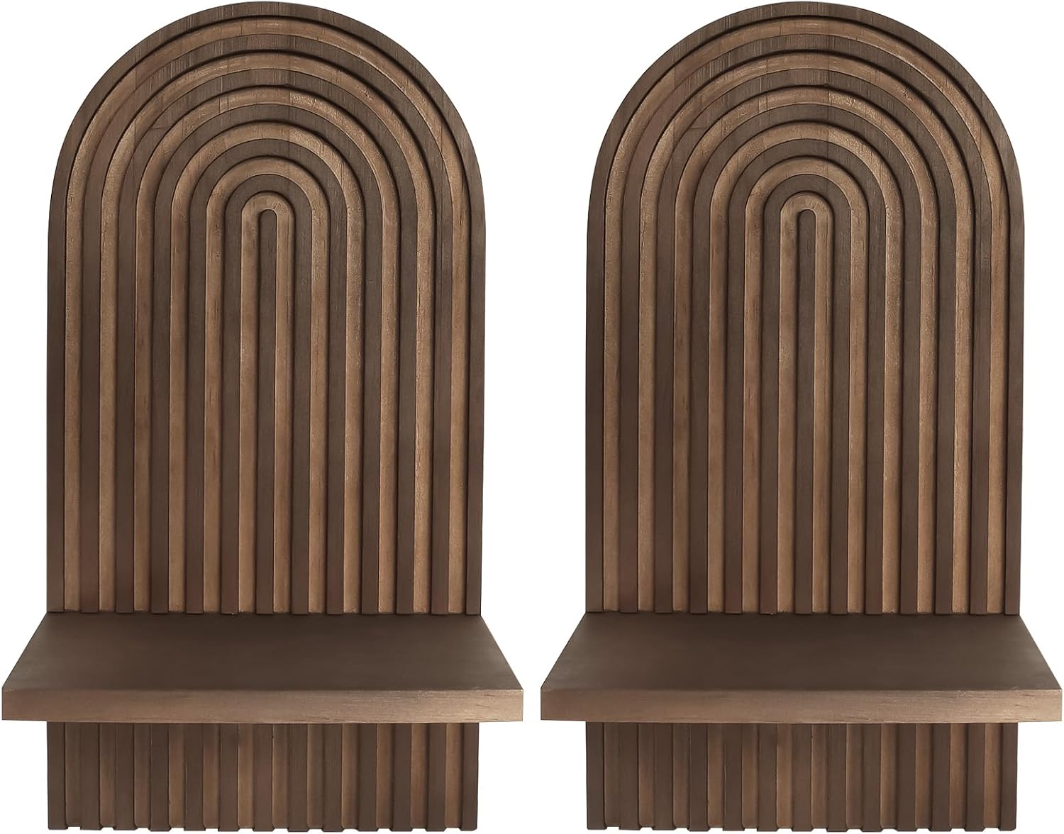 2 PCS Boho Wooden Rainbow Wall Shelves, Arch Boho Wall Shelf Mid Century Wood Floating Shelf Decor for Bathroom, Bedroom, Kitchen (Wood-03)