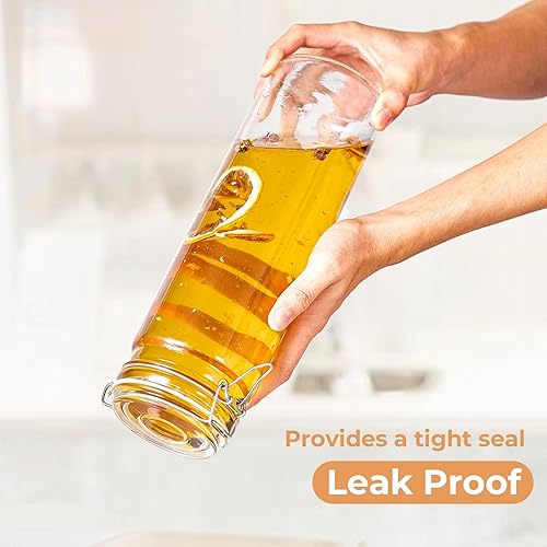 Miniatura 6 de ComSaf Juego de 3 tarros de vidrio herméticos de 60 onzas con tapas, tarro redondo para almacenamiento de alimentos, recipiente alto para espaguetis