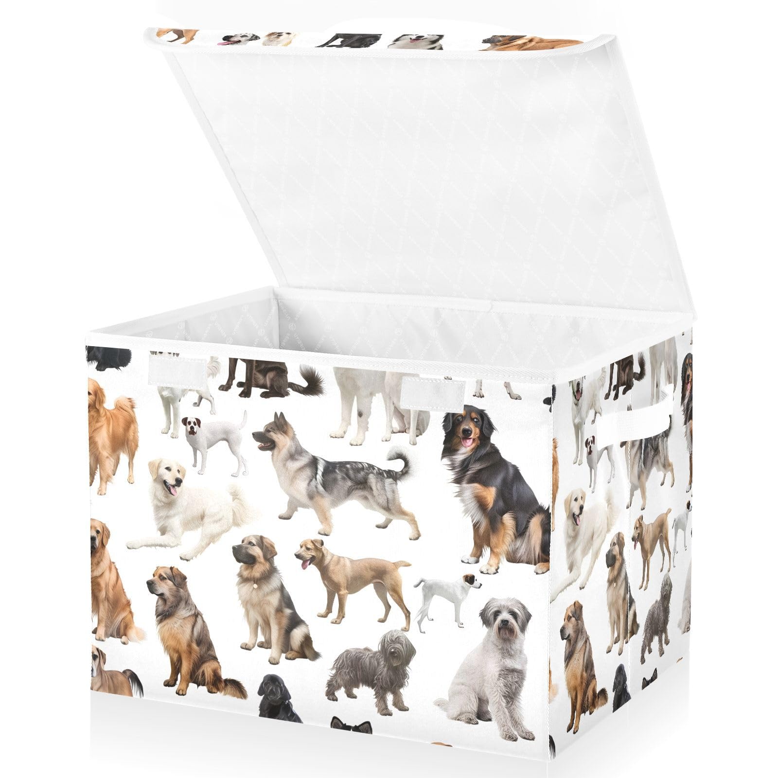 Mnsruu Storage Boxes with Lids, Various Of Dogs Large Storage Basket Organizer Shelves Cube Bin Toy Clothes Underbed