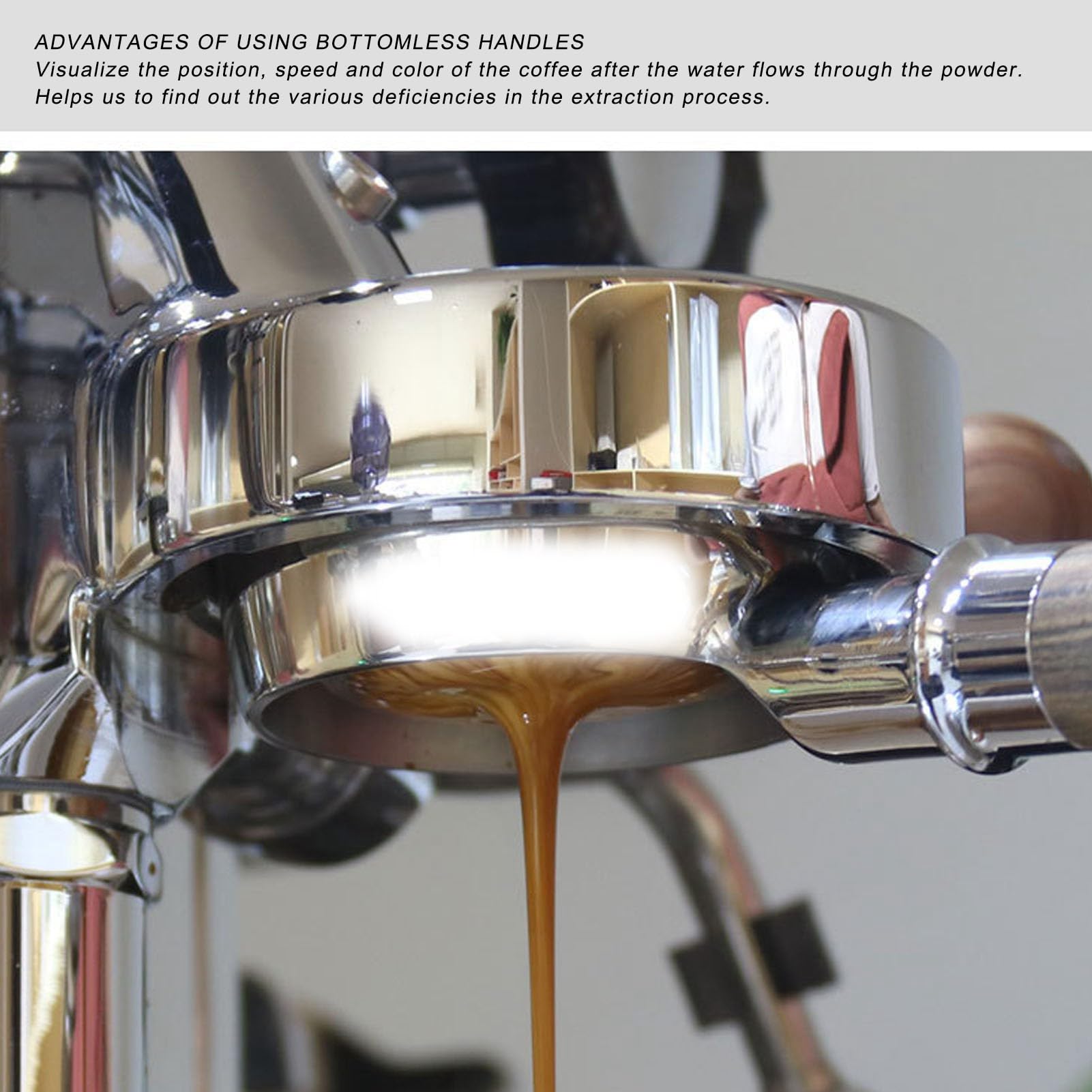 Portafiltro de café, portafiltro de 3 orejas con cesta de filtro de 58 mm for cafetera Nuova, mango de portafiltro de 58 mm, portafiltro sin fondo desmontable de acero inoxidable (un palo de rosa negr