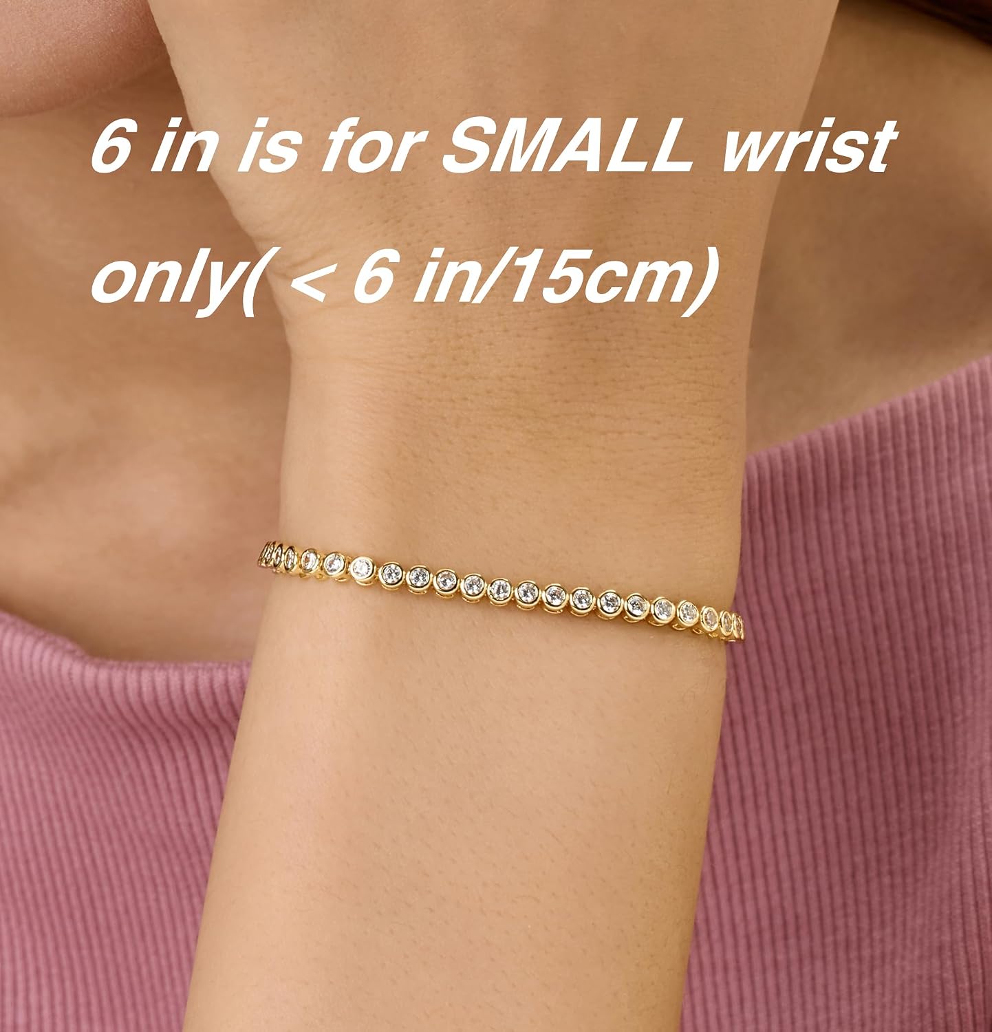 14K Gold Filled Tennis Bracelets for Women, 2mm 2.5mm 3mm Cubic Zirconia Bezel Gold Tennis Bracelet, Jewelry for Women Valentines Mother Christmas Wedding Birthday 6/6.75/7.15 Inch
