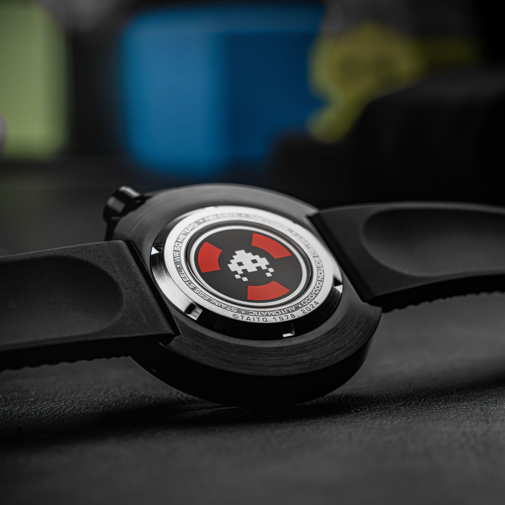 Nubeo Cassini - Orologio da uomo automatico Space Invaders, edizione limitata, 50 mm, con cinturino in silicone NB-6103