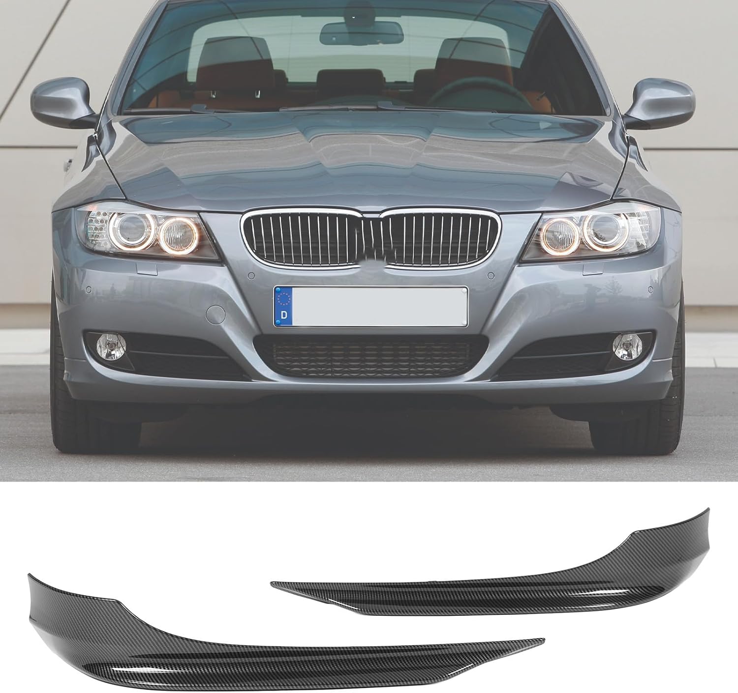 2 個 フロントバンパー リップ チン スプリッター カーボンファイバー パターン 傷つきにくい 3 シリーズ E90 4 ドア セ