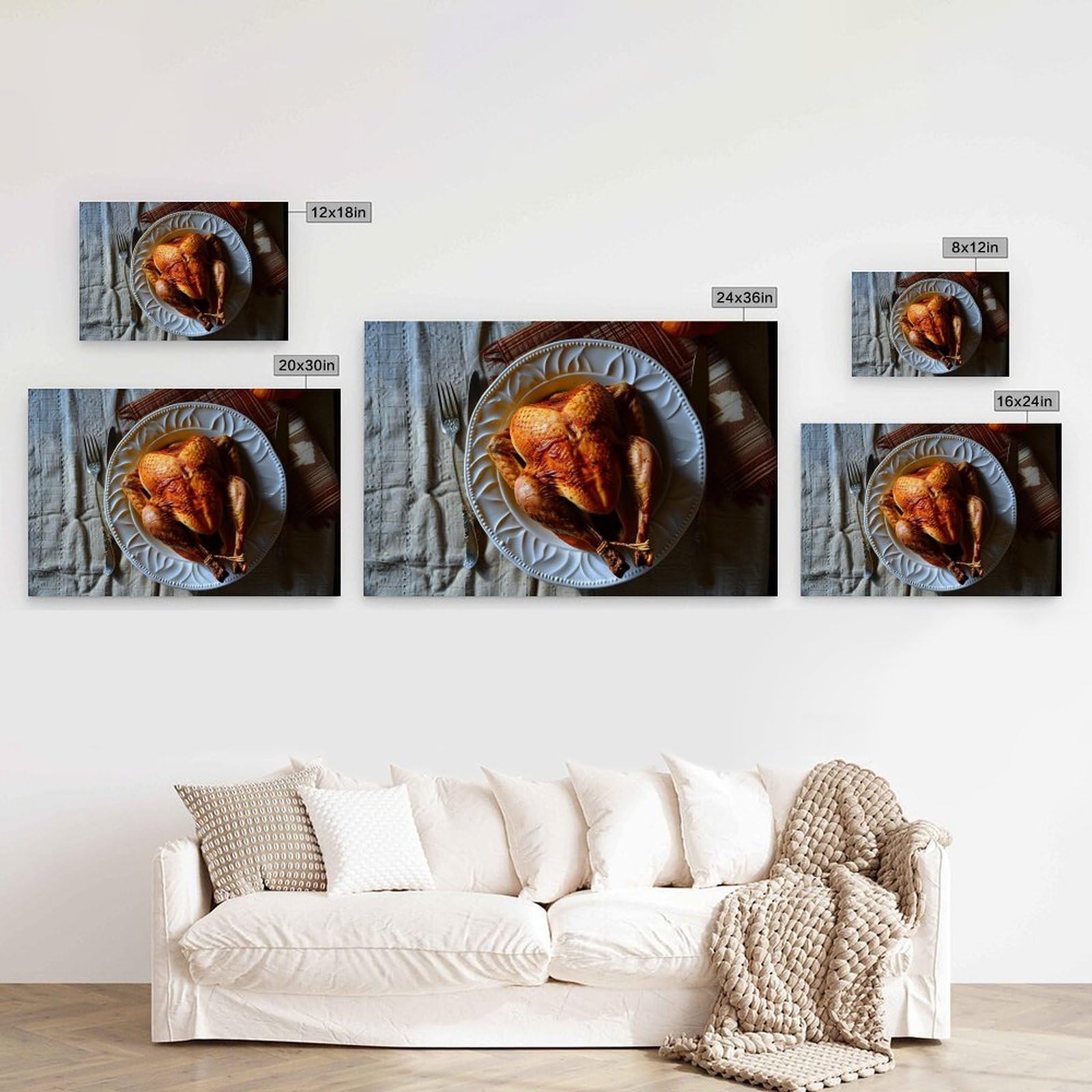GMUKIFFY Stampa artistica su tela placcata con cibo su tela, pronta da appendere, decorazione da parete pronta da appendere, 50 x 75 cm