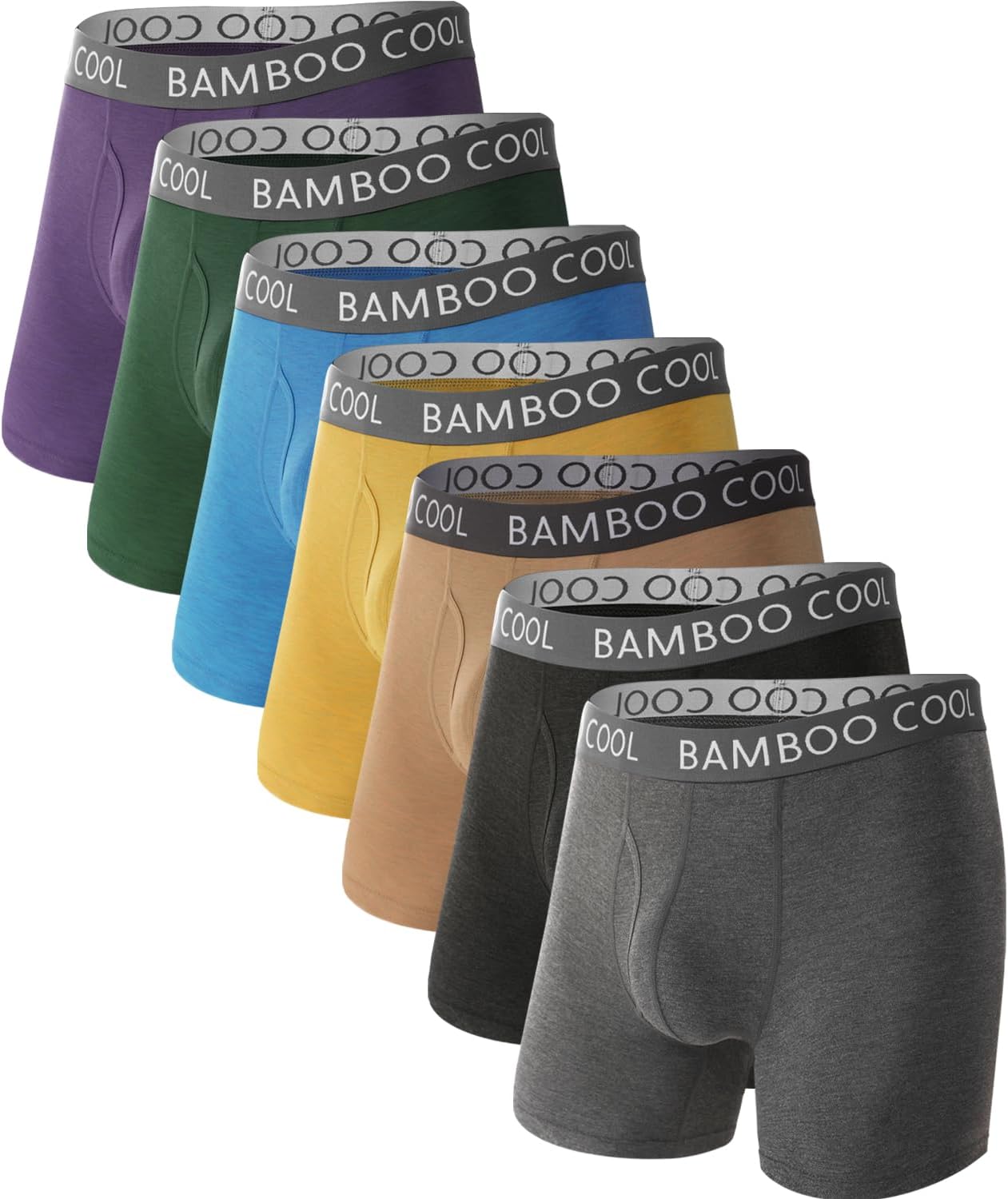 BAMBOO COOL Men's Ultra ComfortSoft Underwear, Moisture Wicking & Breathable No Ride Up Boxer Briefs with Fly, Multipack