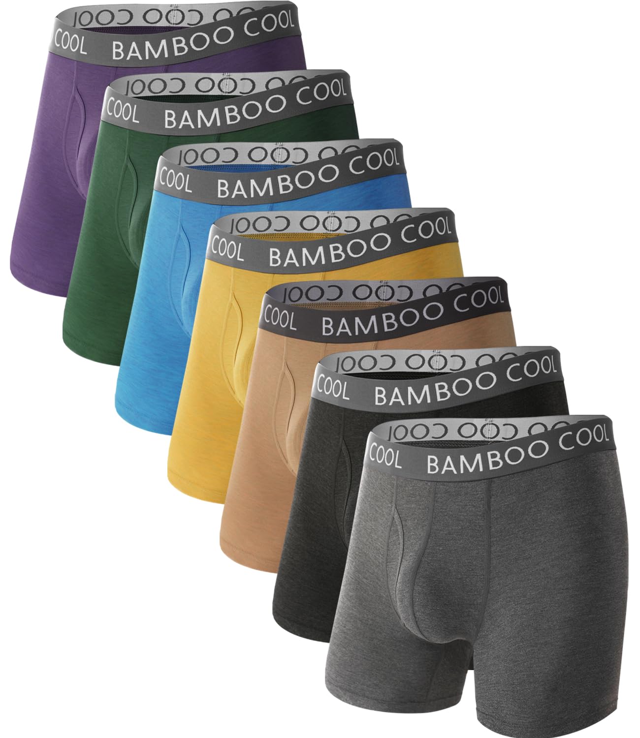 BAMBOO COOL Mens Ultra ComfortSoft Underwear Moisture Wicking Breathable No Ride Up Boxer Briefs with Fly Multipack