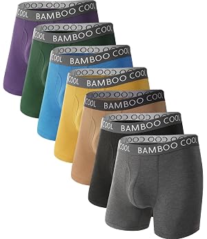 BAMBOO COOL Mens Ultra ComfortSoft Underwear Moisture Wicking Breathable No Ride Up Boxer Briefs with Fly Multipack