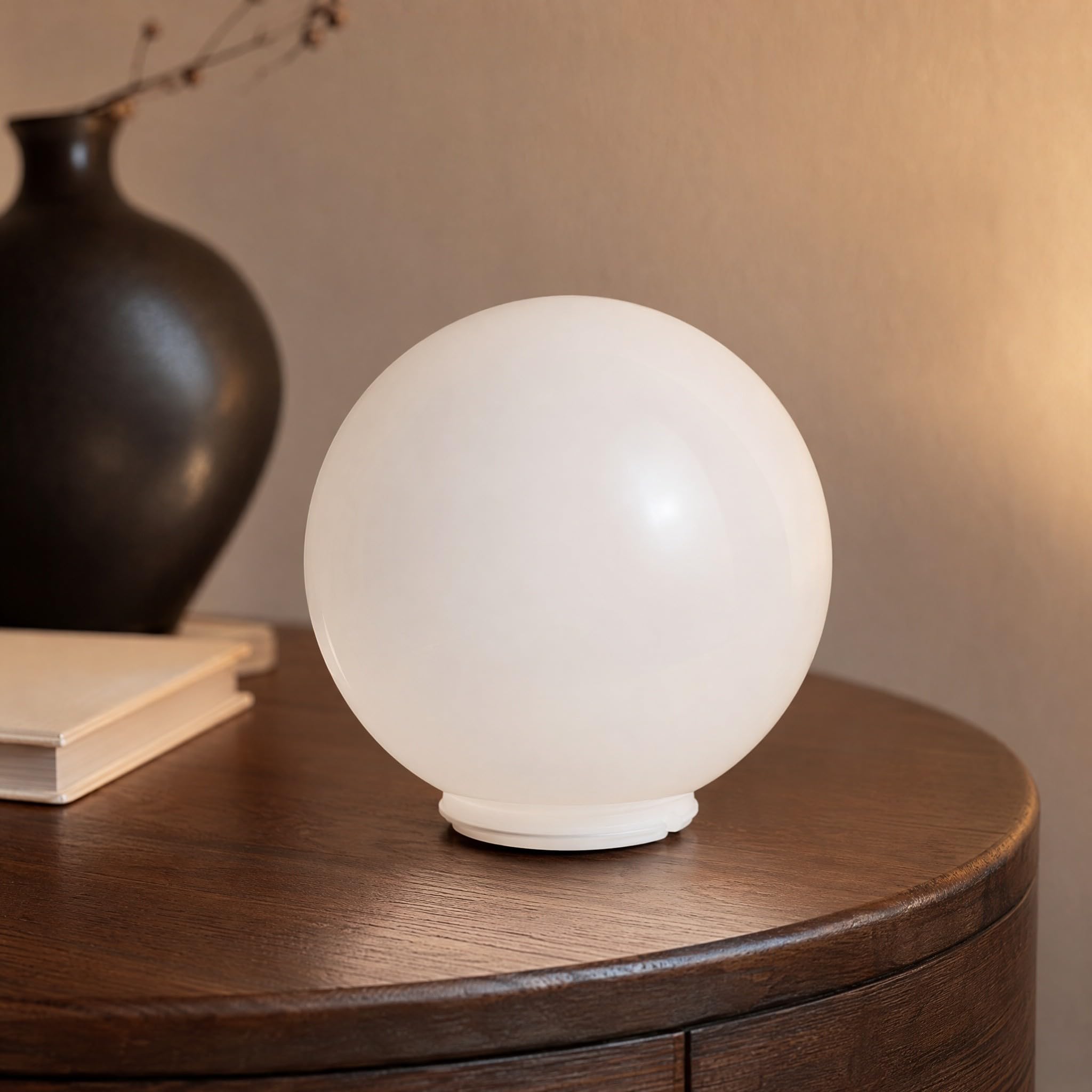 Lurrose Acrylique Globe Abat- Jour Blanc Lampadaire Globe Abat- Jour Couvercle De La Lampe de Remplacement pour Lustre Plafond Pendentif Lumière Éclairage Extérieur Luminaire 25CM/ 12CM