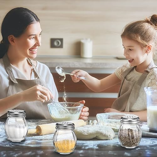 Miniatura 5 de Hotop Coctelera de queso parmesano con parte superior perforada, coctelera de especias de vidrio de 6 onzas con parte superior ranurada de acero