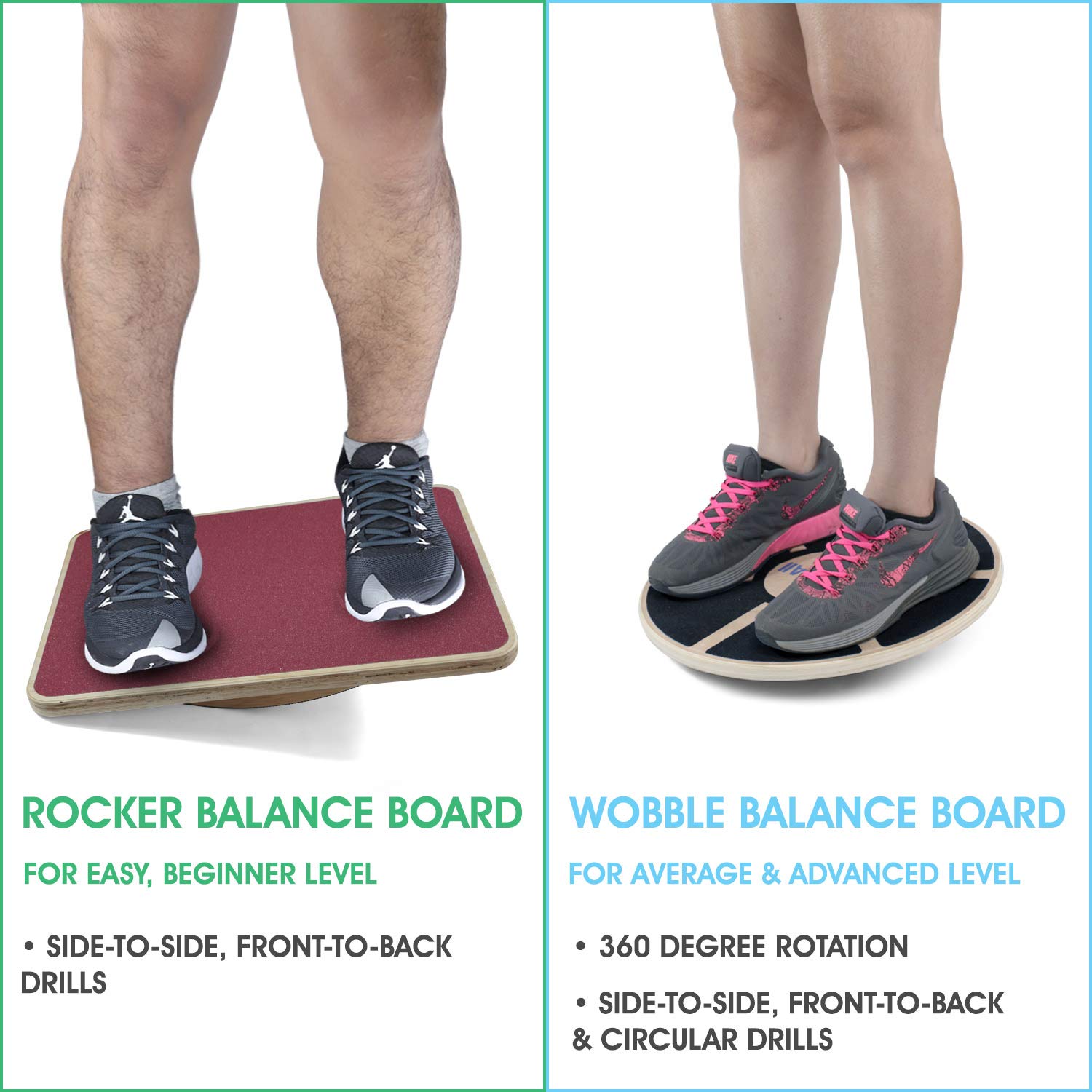 Yes4All Planche d'équilibre oscillante en plastique 40 cm, surface oscillante pour renforcement musculaire et entraînement à domicile