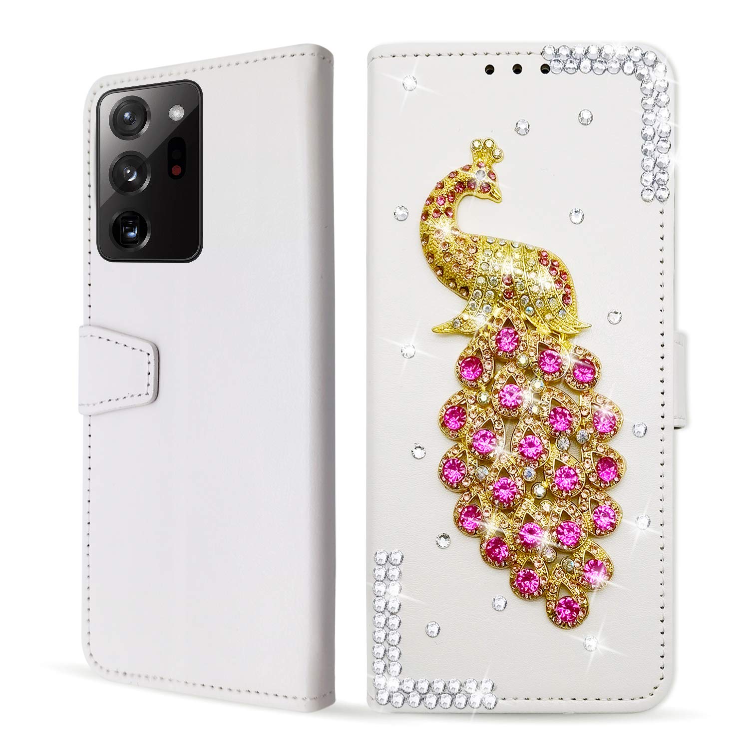 Bonitec for Galaxy Note 20 Ultra Wallet Case, 3D Glitter Sparkle Bling Luxury Shiny Crystal Rhinestone Diamond Cover for Ladys, Girls and Women Cute PU Leather Credit Card Slot Flip Cover Kickstand