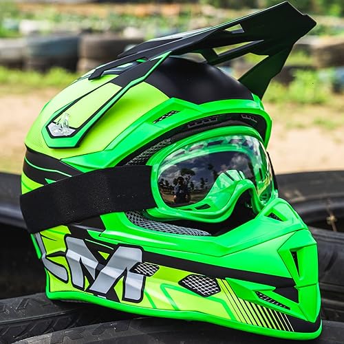 Miniatura 7 de ILM Cascos de motocross para niños y jóvenes, cuatrimoto, motocross, motocicleta todoterreno, casco de cuatro ruedas, combo de guantes para niños y