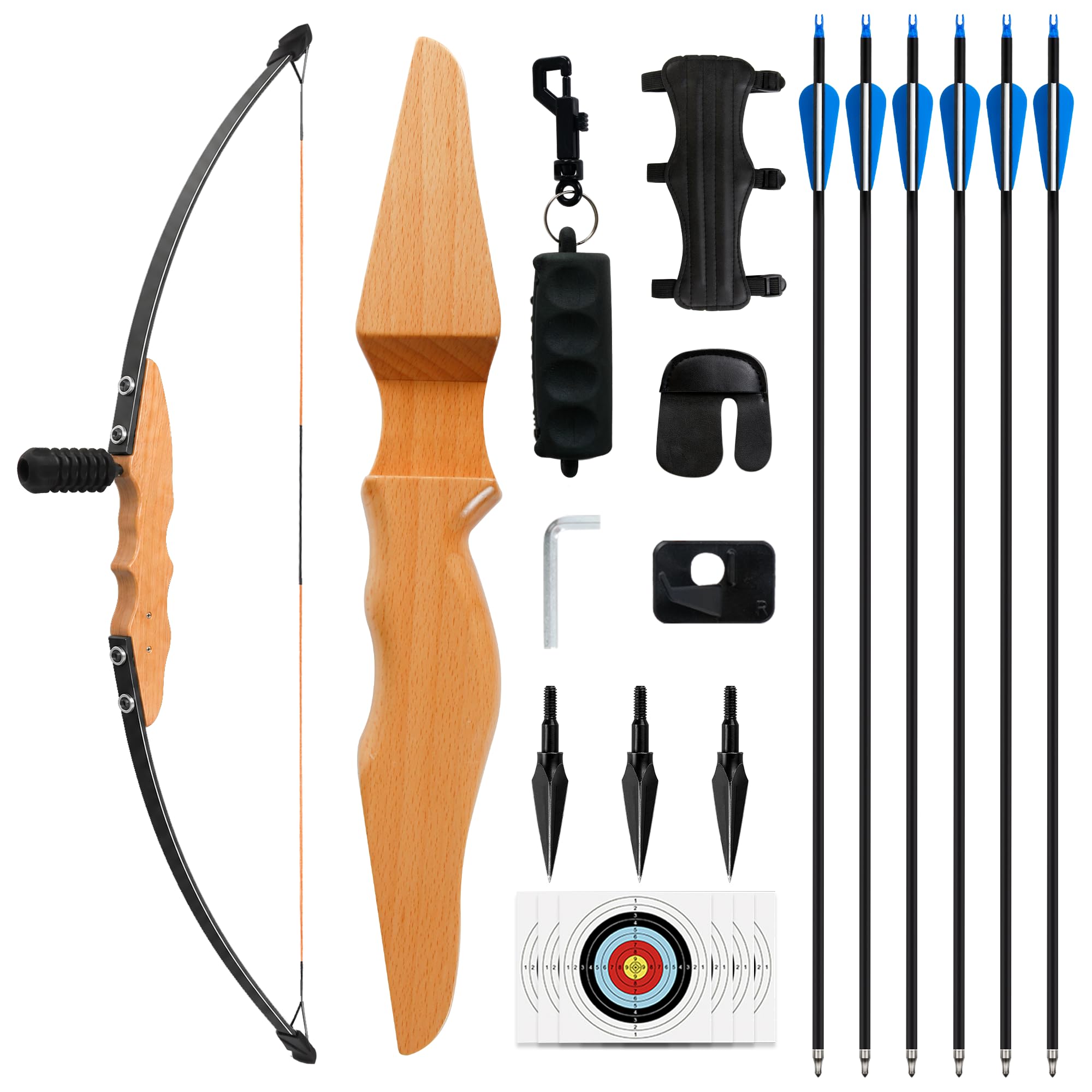 SERfawnCH Takedown Recurve Bow Set for Adults 30lb Right Hand Archery Kit with Arrows Outdoor Practice Equipment for Beginners