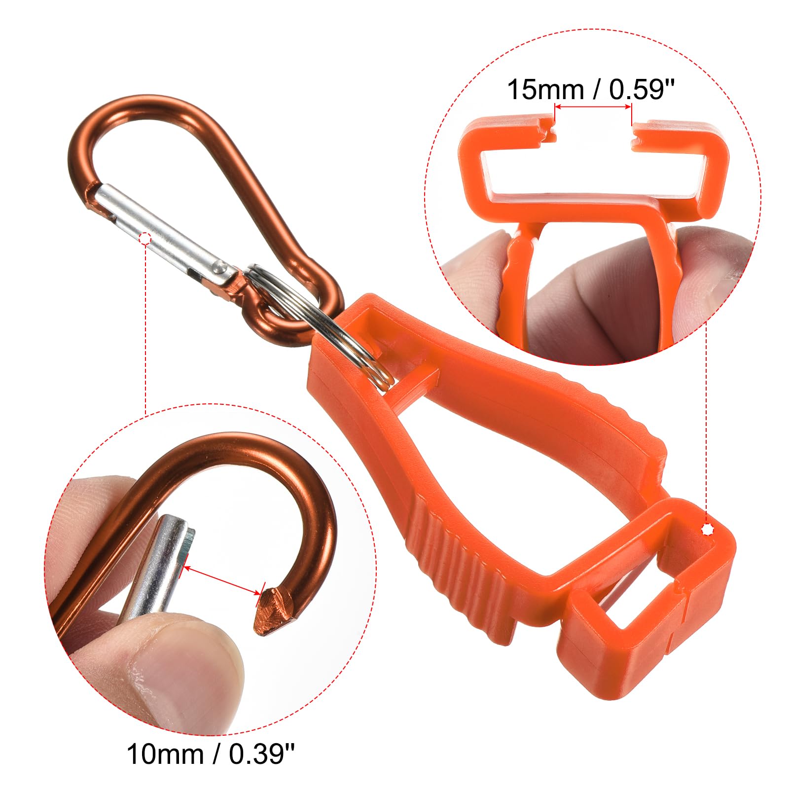 PATIKIL Glove Clips, 14 Pack Gloves Holder Clip Glove Belt Keeper Work Gloves Grabber Helmet Hanger for Construction Worker Orange - Image 3