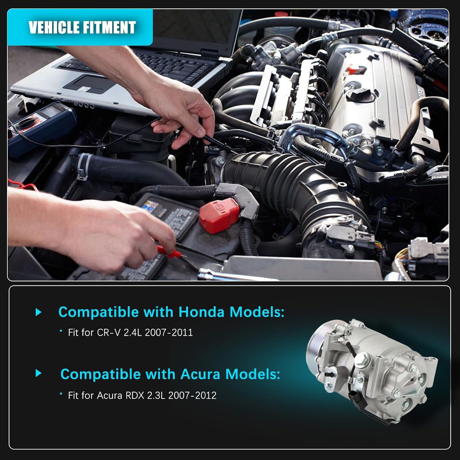 AC Compressor with Clutch For Honda CR-V 2.4L 2007-2011 Acura RDX 2.3L 2007-2012 A/C Compressor OE#5512639 5512712 5513098 6512639 6512712 6513098 7512639 38810RWCA03 38810RX0A01