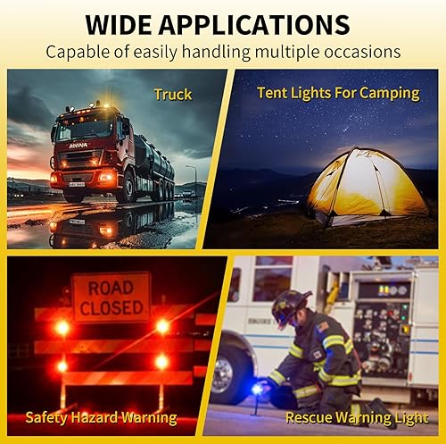 Miniatura 7 de Tumecos, luz LED de emergencia, señal de advertencia, destello de alerta. Baliza profesional con base magnética para vehículo, Rojo 1