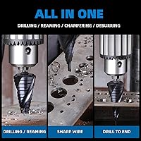 Vista 4 de Step Drill Bit for Metal Set, 1/4" - 2-1/2"Large Step Bit, M35 HSS Impact Tough Step Bits for Metal, 1/2" Shank Unibit Step Drill Bits, Stainless