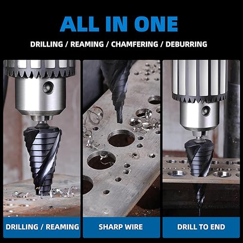 Miniatura 4 de Broca escalonada para metal, 316 a 78 pulgadas, cuatro brocas en espiral, cobalto, 12 pasos, vástago hexagonal de 14 de pulgada para acero