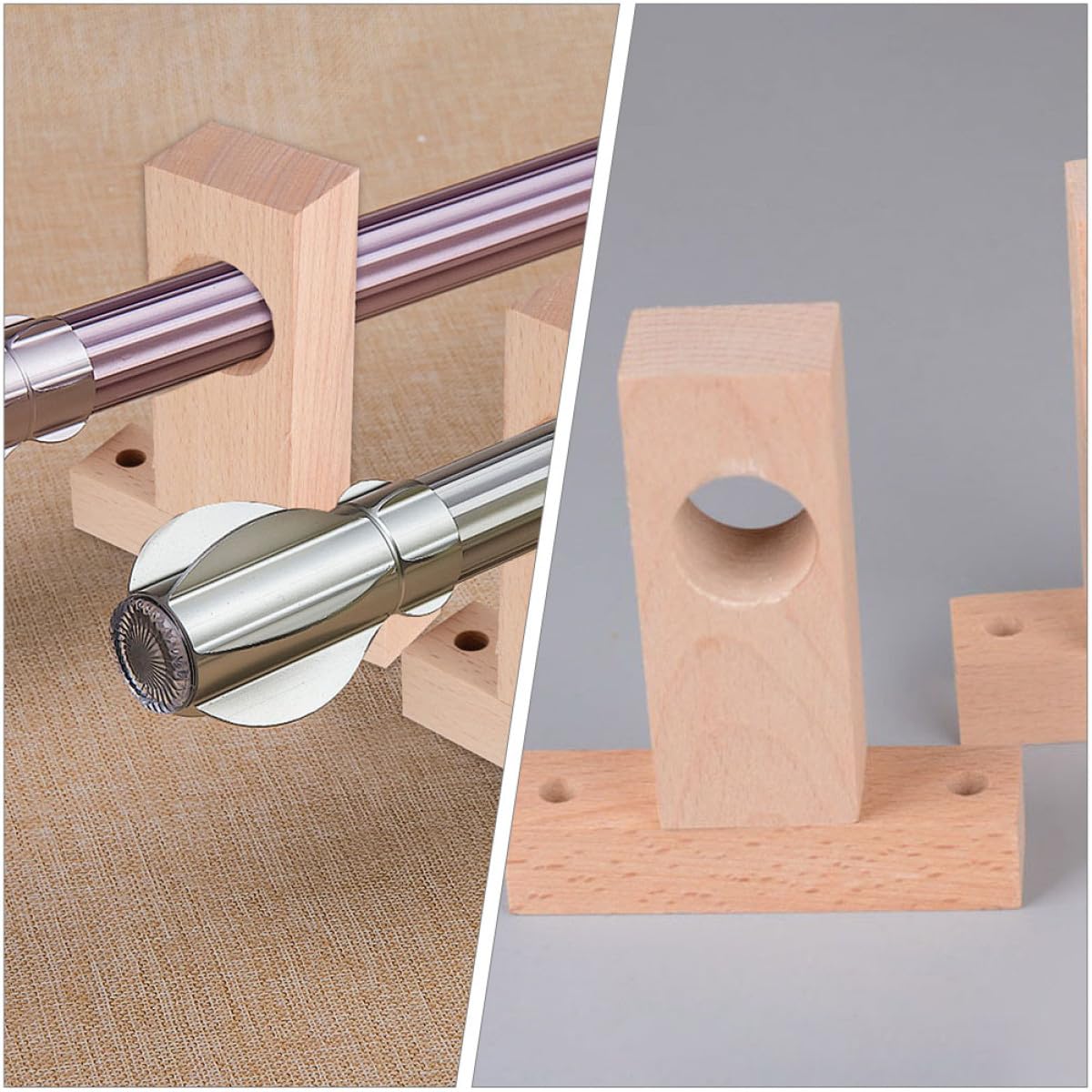 BESTYASH Supporti 4 Pezzi Bastoni Legno per per Tende Beige