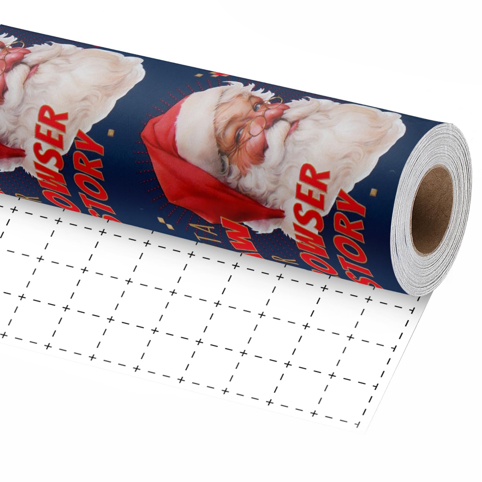 BIOBROWN Navy Retro Santa Christmas Wrapping Paper Roll, 43cm x 10m — image 1