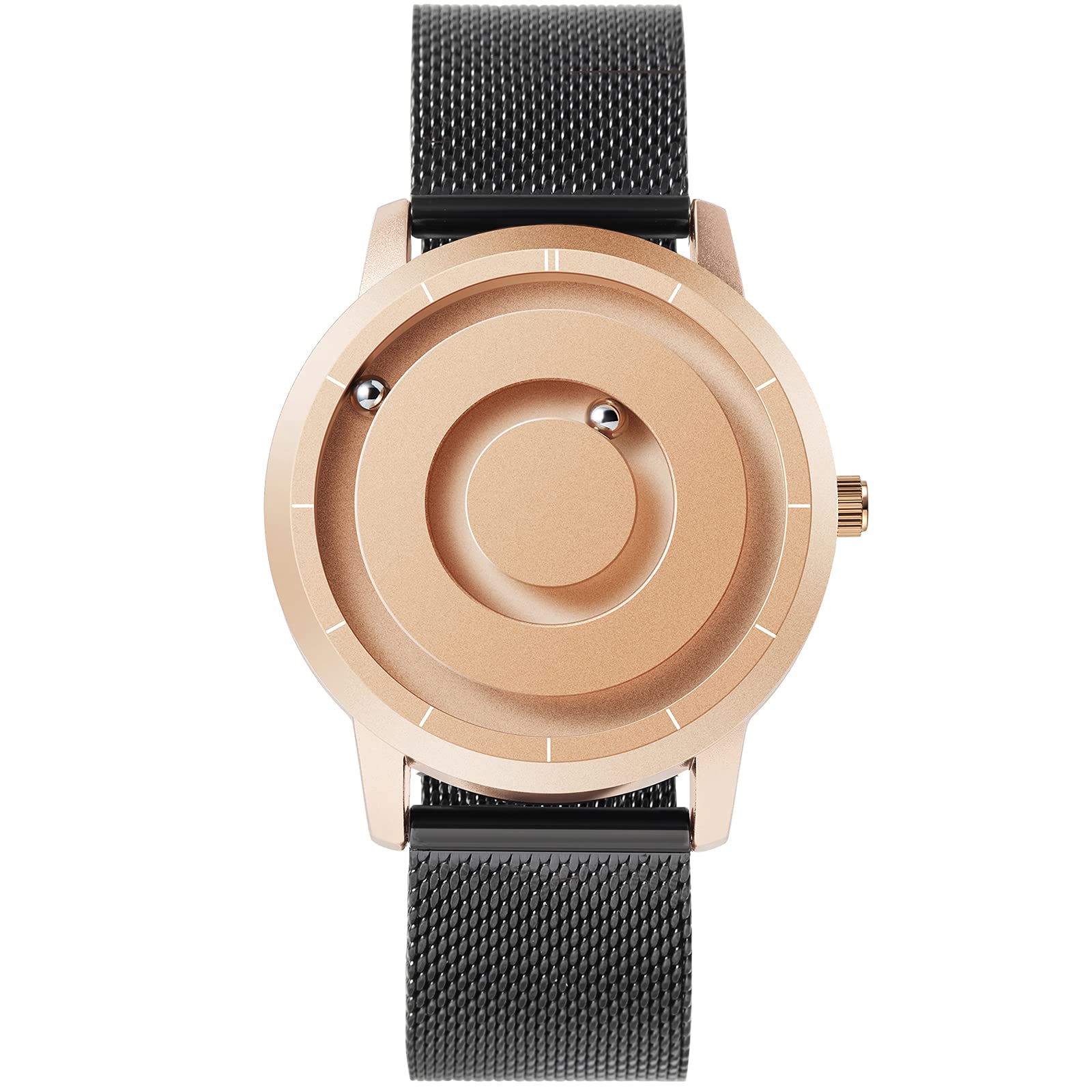 EUTOURMens Watch Magnetic Balls Minimalist Dress Simplicity Quartz Watches with Mesh Stainless Steel Strap