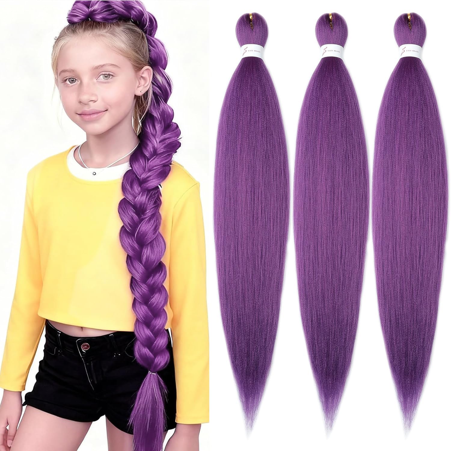 YDDM Capelli Per Treccine Africane Rosa Extension Treccine Texture Yaki Easy Install per Principianti 20 Pollici 3 Pezzi Capelli Leggeri e Naturali per Box Braids, Twist e Crochet — view 52