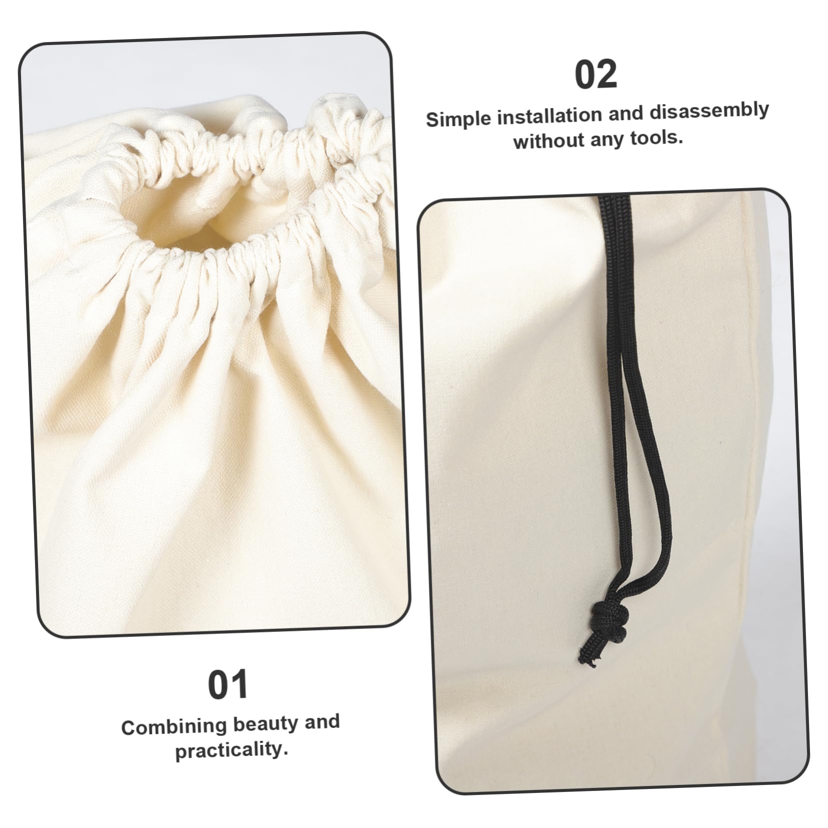 2 Stück Wäschesäcke für Waschmaschine Großer Wäschebeutel mit Kordelzug aus Canvas Weiß Großes Fassungsvermögen für Kleidung und Quilts Reise und Schlafzimmer