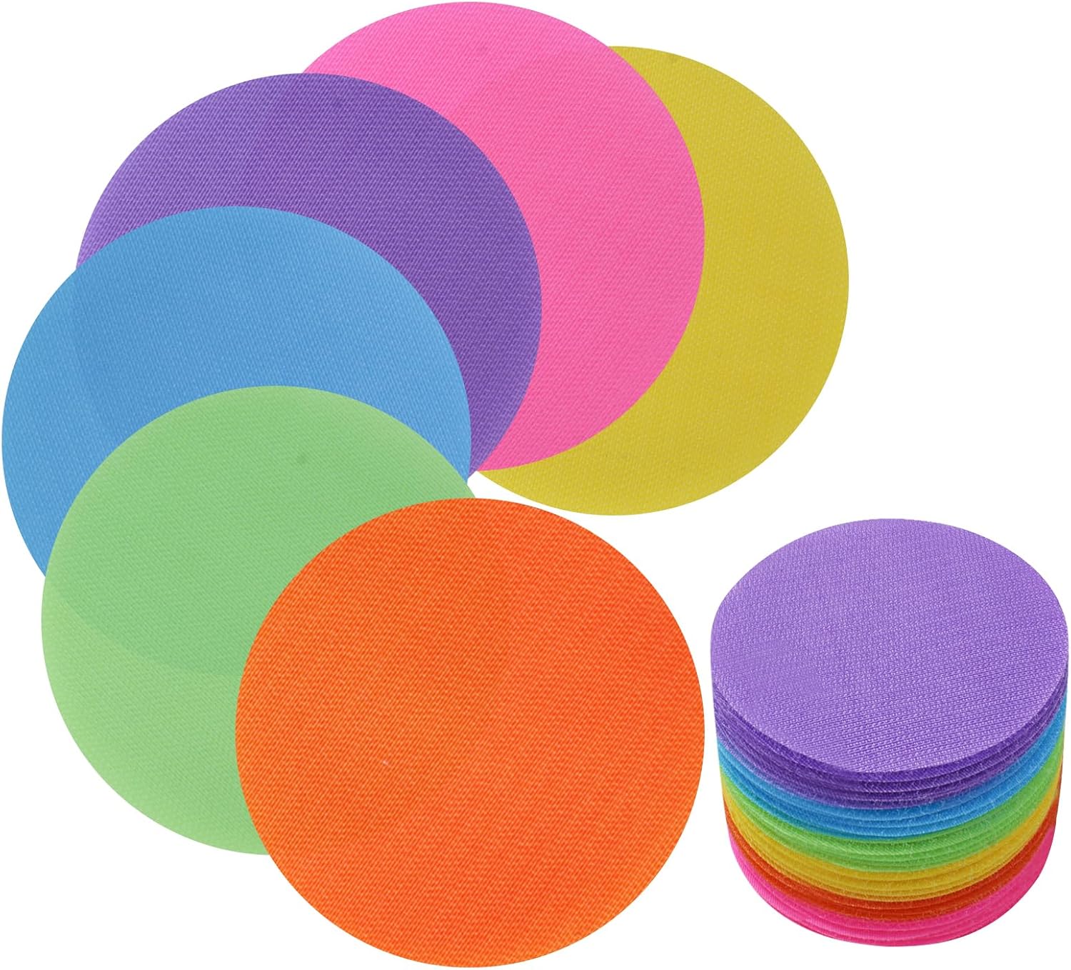 36 Pcs Nylon Carpet Floor Spots Markers, Colorful Hook and Loop Marker Dots for Teacher Children Teaching Gaming