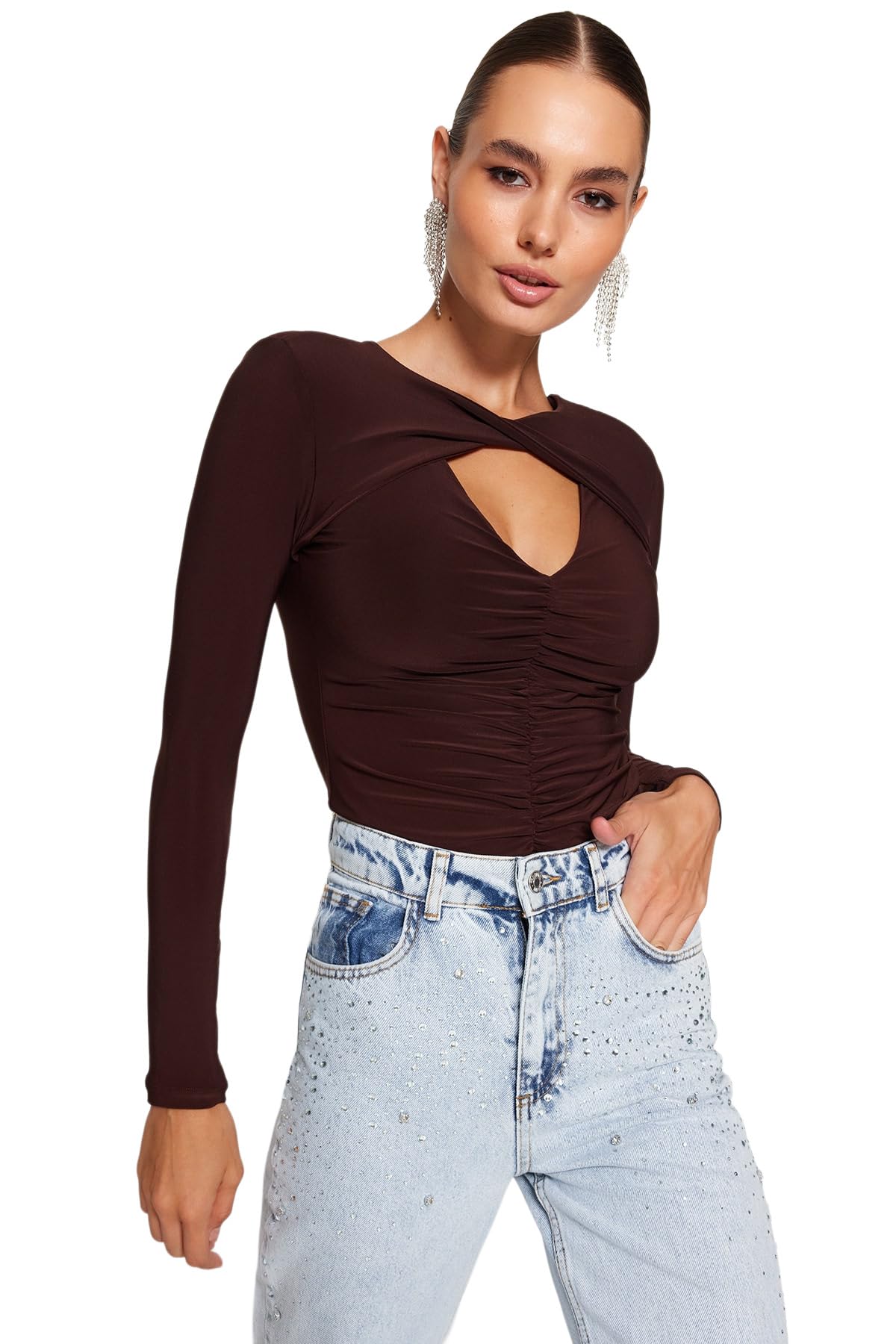 Trendyol Damen Braun. Tpraw24bd00000 Body, Braun, Größe 38