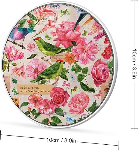 Miniatura 2 de Almohadilla de carga inalámbrica de acuarela, pájaros, flores y mariposas, almohadilla de carga rápida de 10 W, compatible con iPhone 15, 14, 13, 12