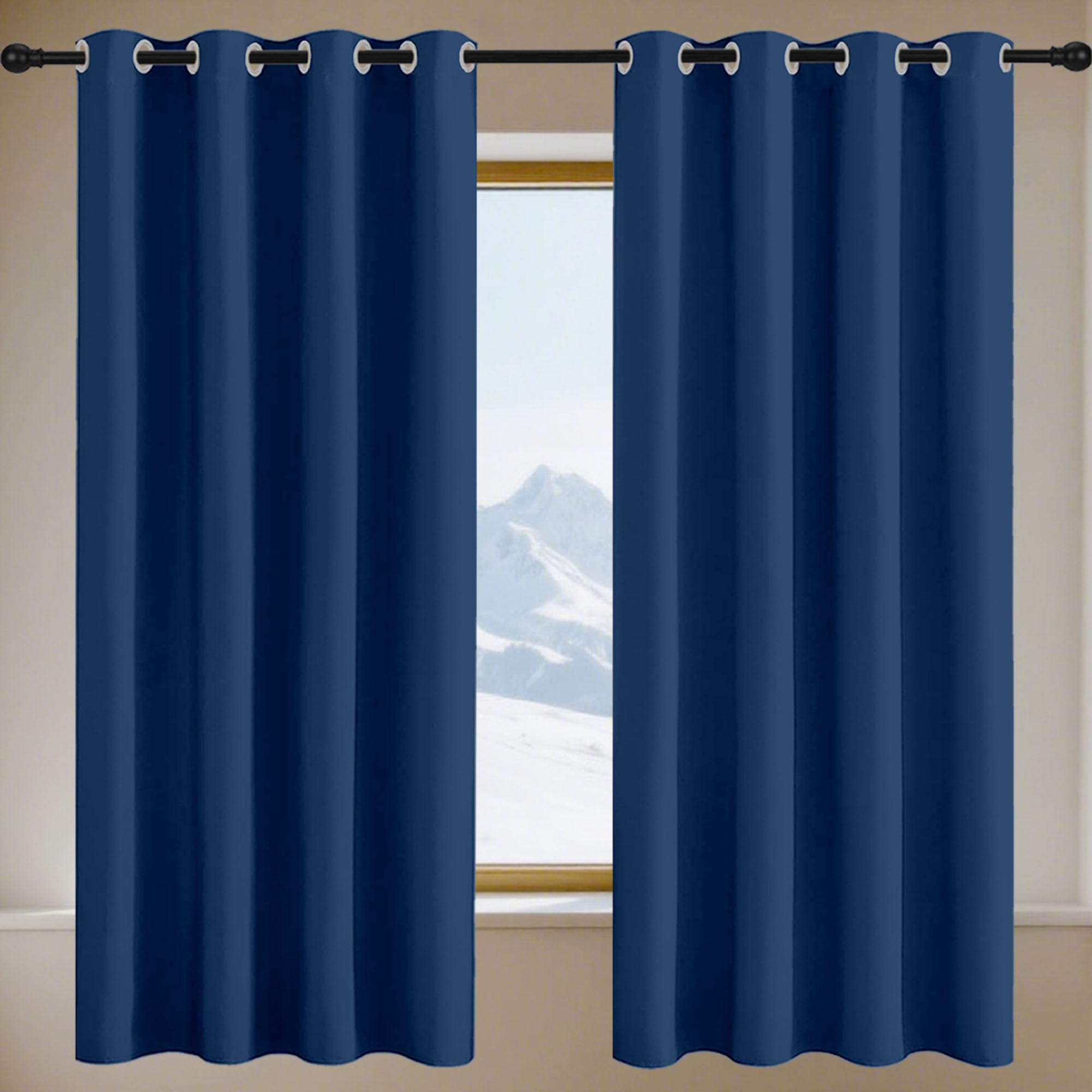 Rideau Occultant Anti Chaleur Rideau Chambre Bleu Foncé 90x430
