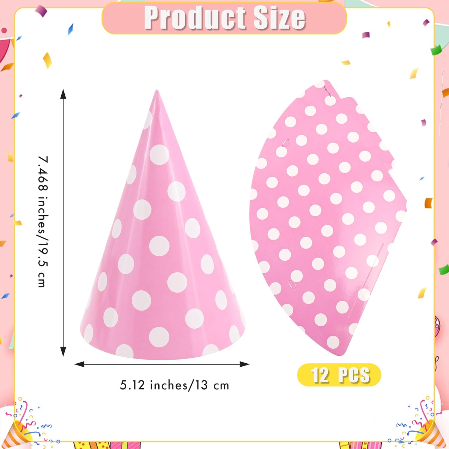 CANREVEL Party Hats for Adults, Birthday Party Headwear Supplies, Cone Hats Bulk for Women Men