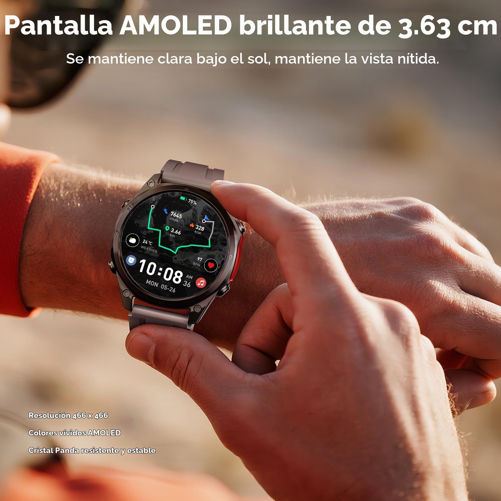 Anywise W1 Pro Reloj inteligente Mujer Hombre,GPS De Doble Frecuencia Con Mapas Sin Conexión Smartwatch Para Android e iOS,5ATM Waterproof 1,43''AMOLED,170+ Sports Modes/12 Days Battery/3 Strap