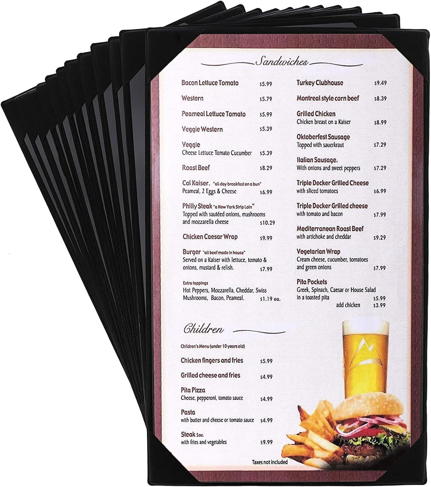 Juvale Black Restaurant Menu Cover Holders