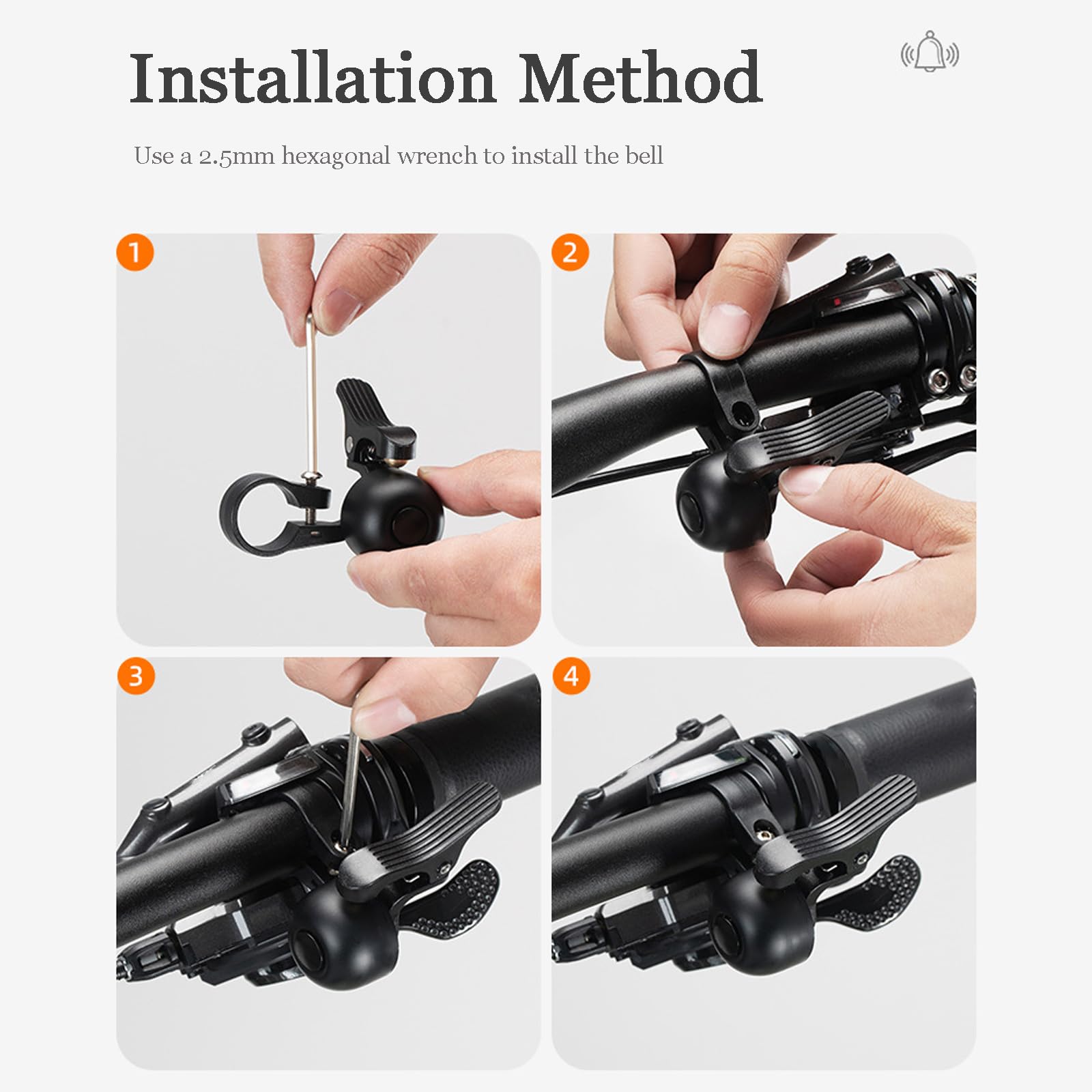 Sonnette de Vélo pour Cube Reaction Hybrid SLX 800, Klaxon Velo Étanche pour Guidon Diamètre de 22,2mm, Mini-Sonnette de Vélo en Alliage d'Aluminium, avec Son Clair et Fort, B Right Bell