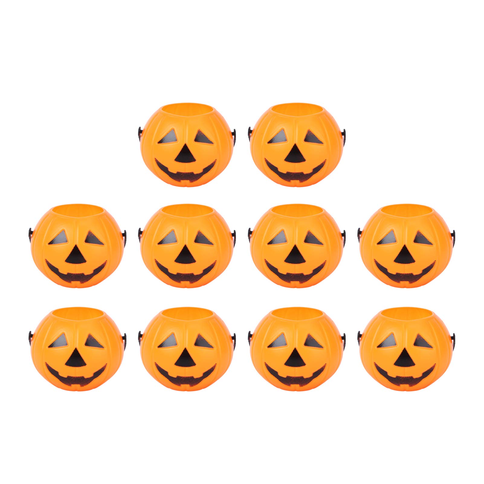 Halloween Portable Pumpkin Bucket Trick or Treat Pumpkin Candy Pail Holder Halloween 's Party Decoration 2.6x2.6x2in