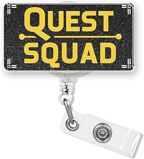 Quest Squad Badge Reel 1.6 Inches Funny Fourth Wing Book Lover Fantasy Bookish, ID Card Holders, Retractable Alligator/Belt Clip, Acrylic Material, Badge Holders Accessories DIY for Nurse Teacher