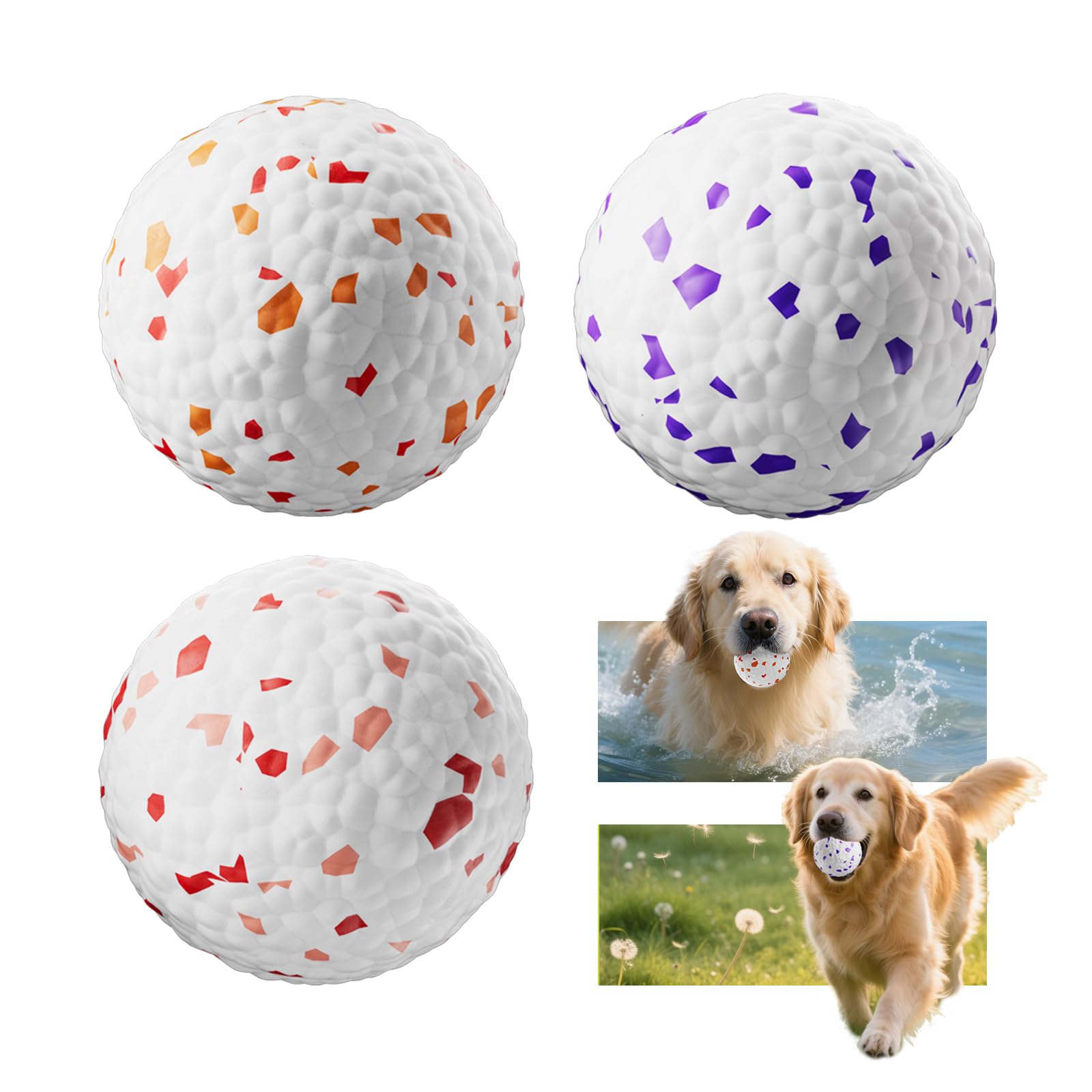 E-TPU Dog Balls 3 Pack - Interactive Tennis Balls Alternative for Aggressive Chewers Indestructible Chew Toys for Puppy