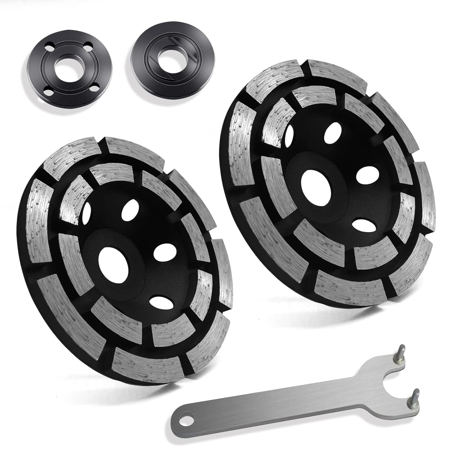 2 Packs of 4” Dual Row Teeth Diamond Cup Wheels with Lock