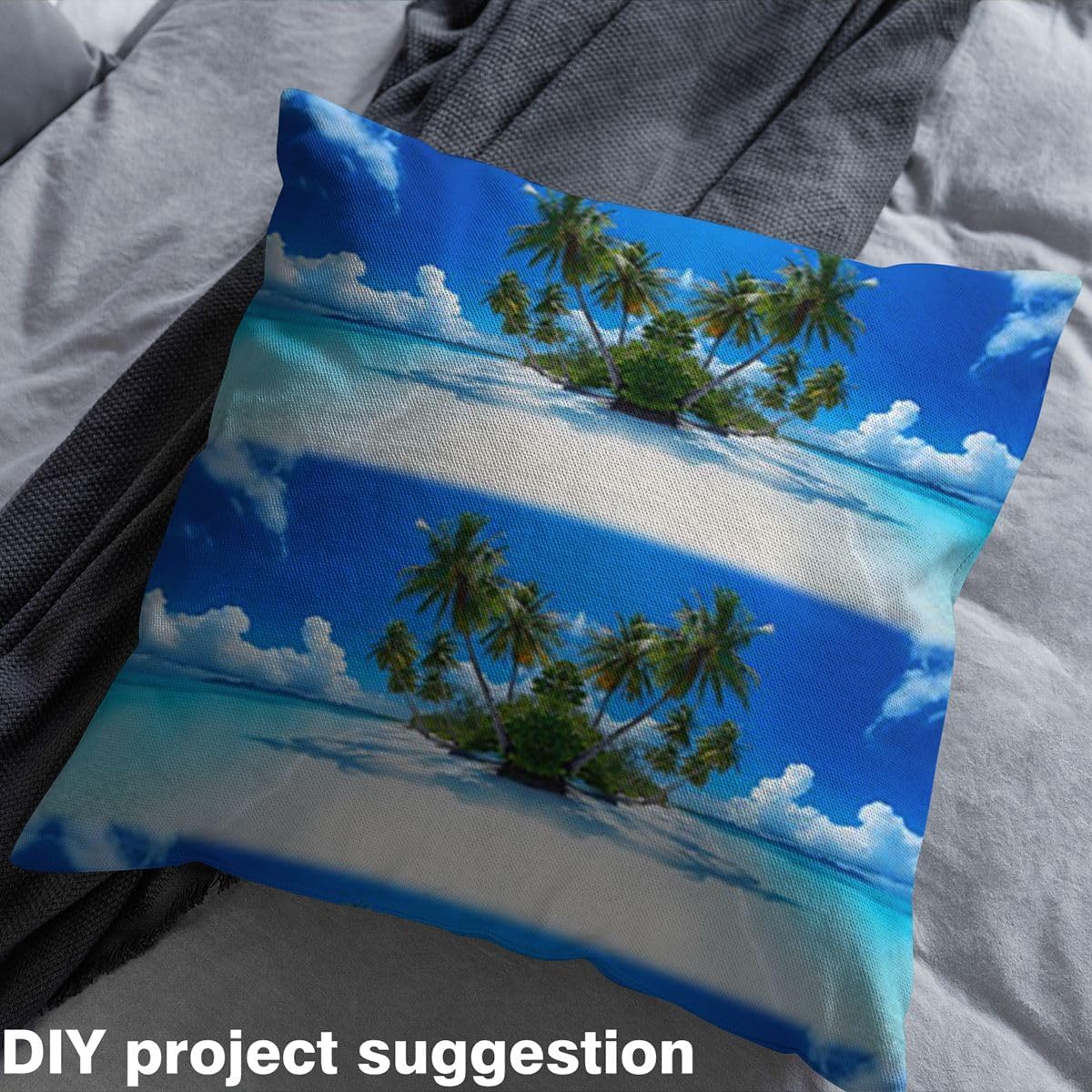 Ocean Upholstery Fabric - Summer Beach Decor Hawaiian Vacation Style by The Yard, Palm Trees Tropical Nature Sea Theme, DIY Art Quilting for Sewing, Blue, 3 Yards