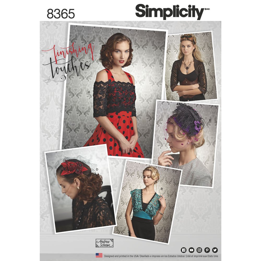 Simplicity Women's Sewing Pattern 8365, Headwear For H5 (6-8-10-12-14) - Intermediate - R5 (14-16-18-20-22)